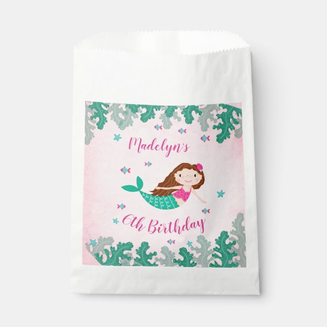 Meerjungfrau Rosa unter dem Meer Geburtstag Geschenktütchen (Vorderseite)