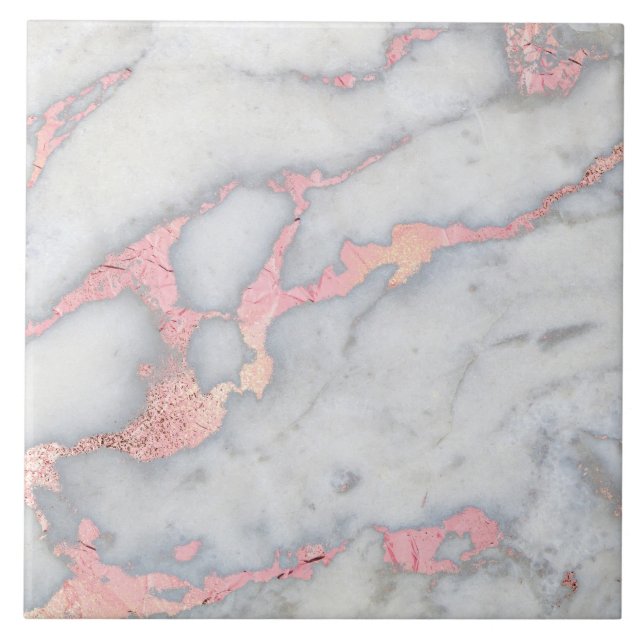 Meerjungfrau Rosegold Glitzer-Marmor Fliese (Vorderseite)