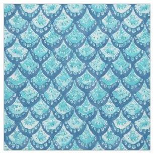 MEERJUNGFRAU-SCHEIN blaues Fisch-Skala-Muster Stoff