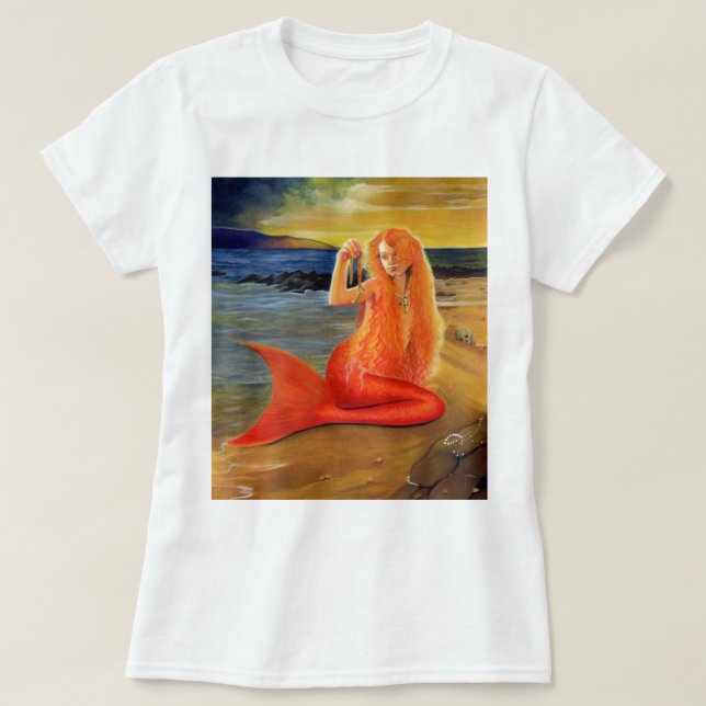 Meerjungfrau-Schlüsselsonnenuntergang-T - Shirts (Design vorne)