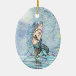 Meerjungfrau-Schmuck Mama und Baby Keramikornament