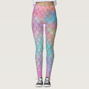 Meerjungfrau Schuppen Farbige Hübsche Pastell Rosa Leggings