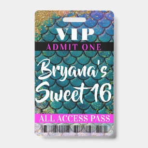 Meerjungfrau-Schuppen-Glitzerparty Sweet 16 VIP-Pa Ausweis