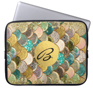 Meerjungfrau Schuppen Multi Color Glitter Glam Tre Laptopschutzhülle