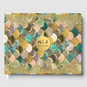 Meerjungfrau Schuppen Multi Farb Glitter Glam Part Gästebuch