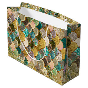 Meerjungfrau Schuppen Multi Farb Glitter Glam Part Große Geschenktüte