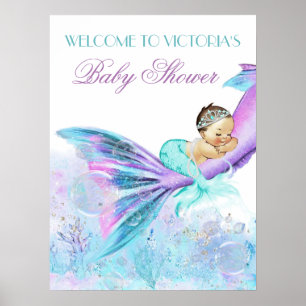 Meerjungfrau-Schwanz-Baby-Shower-Schilder Poster