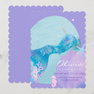Meerjungfrau Schwanz Einladung zum Geburtstag, unt