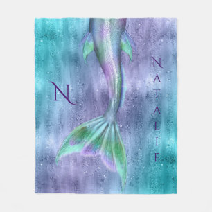 Meerjungfrau-Schwanz-Glitzern-Monogramm Fleecedecke