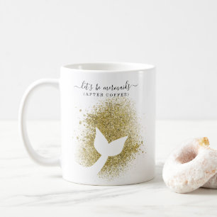 Meerjungfrau-Schwanz-Silhouette im GoldGlitzer Kaffeetasse