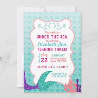 Meerjungfrau Schwanz unter dem Meer Einladung