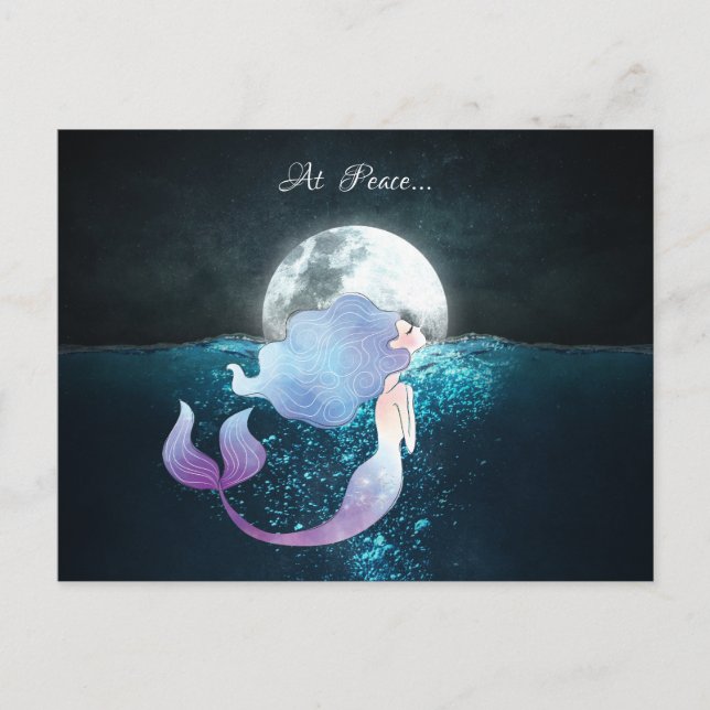 Meerjungfrau schwimmen unter Vollmond Postkarte (Vorderseite)