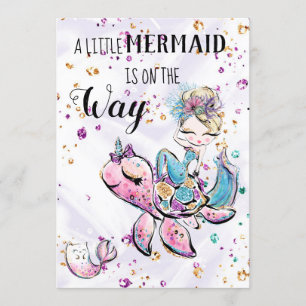 ~ Meerjungfrau Sea Unicorn Katze Kinderdusche Einl Einladung
