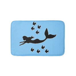 Meerjungfrau-Silhouette-blaue Bad-Matte Badematte