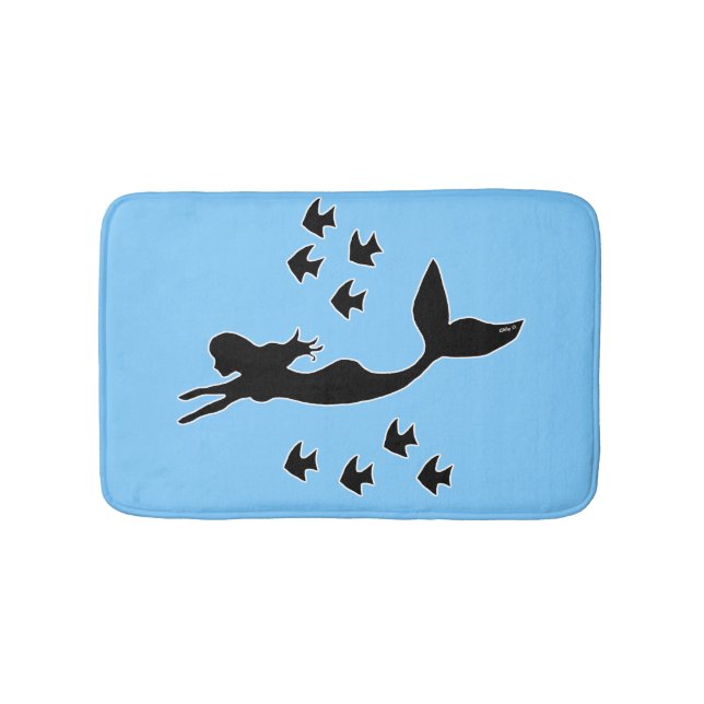 Meerjungfrau-Silhouette-blaue Bad-Matte Badematte (Vorderseite)