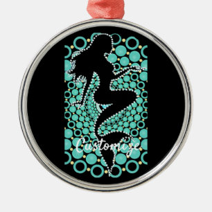 Meerjungfrau-Silhouette in Blasen Thunder_Cove Ornament Aus Metall