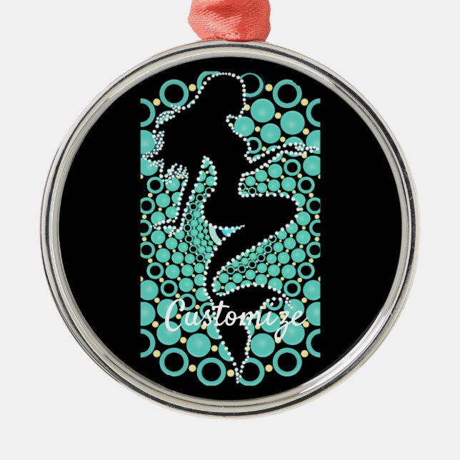 Meerjungfrau-Silhouette in Blasen Thunder_Cove Ornament Aus Metall (Vorne)