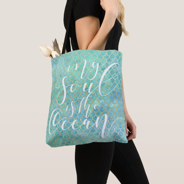Meerjungfrau-Skala-Aqua u. Gold "mein Soul ist der Tasche (Von Nahem)