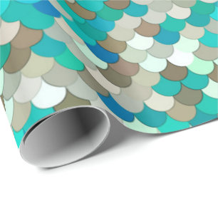 Meerjungfrau-Skalen, Türkis, Aqua, Taupe u. Creme Geschenkpapier
