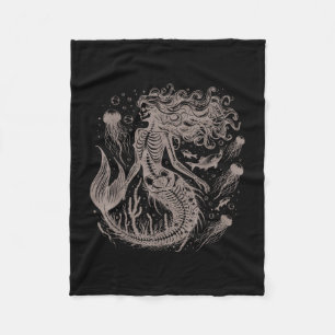 Meerjungfrau Skelett Meer Ozean Tier goth grunge Fleecedecke