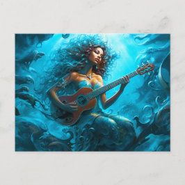 Meerjungfrau spielt Gitarre Unterwasser-Fantasy-Ge Postkarte