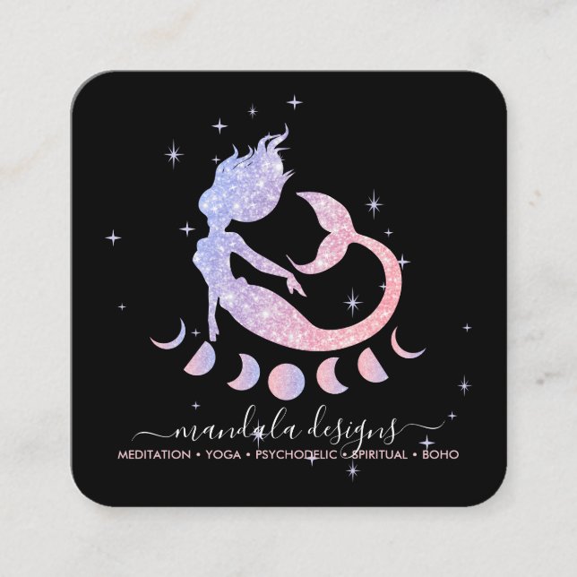 Meerjungfrau-spirituelles Tarot mit Zodiac Quadratische Visitenkarte (Vorderseite)