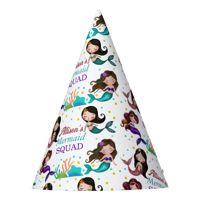 Meerjungfrau-Squad Hübsche Meerjungfrauen Partyhütchen (Vorderseite)