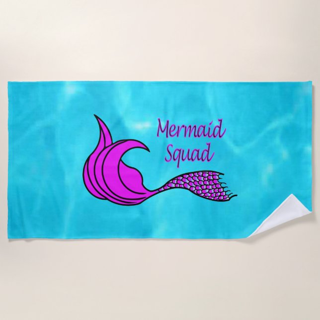 Meerjungfrau Squad mit rosa Meerjungfrau Schwanz H Strandtuch (Vorderseite)