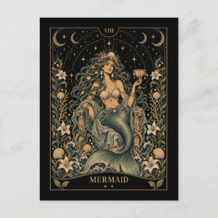 Meerjungfrau, Sternen-Tarot-Kunst Postkarte