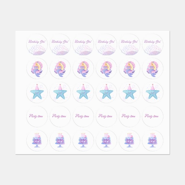 Meerjungfrau-Sticker-Set Etiketten (Blatt)