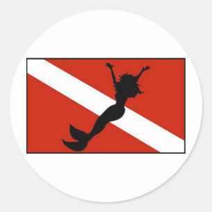 Meerjungfrau-Taucher-Flagge Runder Aufkleber