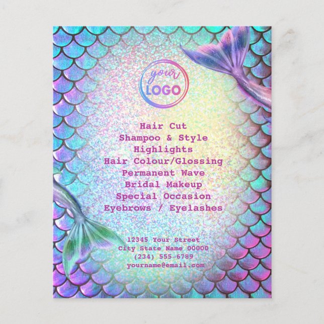 Meerjungfrau Thema Schönheitssalon Flyer (Vorne)