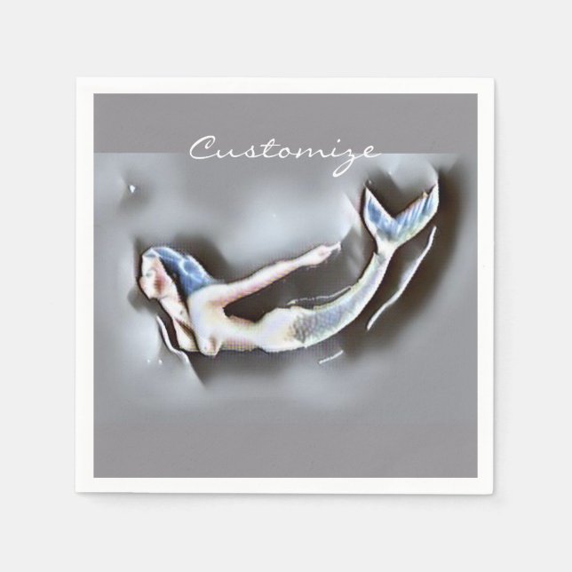 Meerjungfrau Thunder_Cove Grau Serviette (Vorderseite)