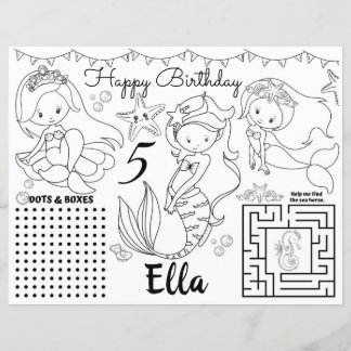 Meerjungfrau-Tischsets, Meerjungfrau-Farbblatt