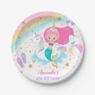 Meerjungfrau-u. Unicorn-Pool-Party-Papier-Teller Pappteller