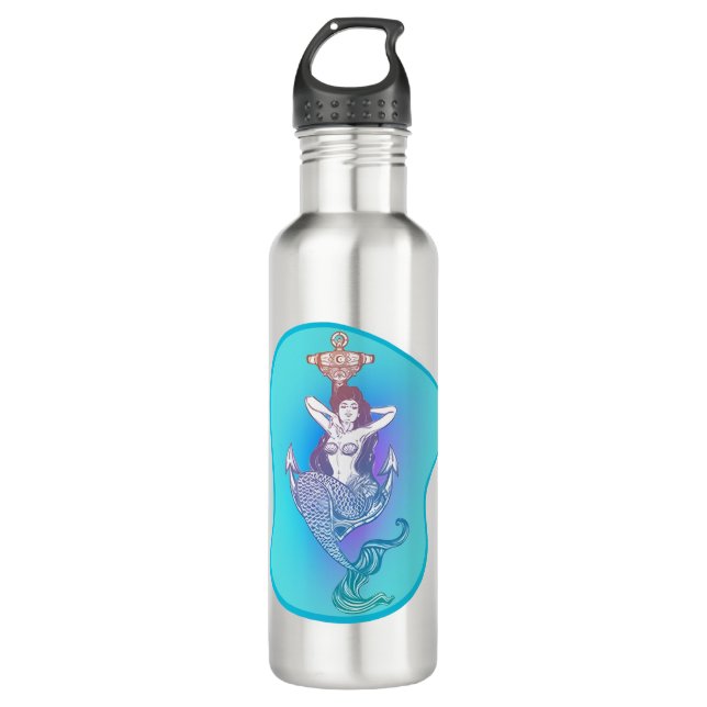 Meerjungfrau und Anchor Edelstahlflasche (Vorderseite)