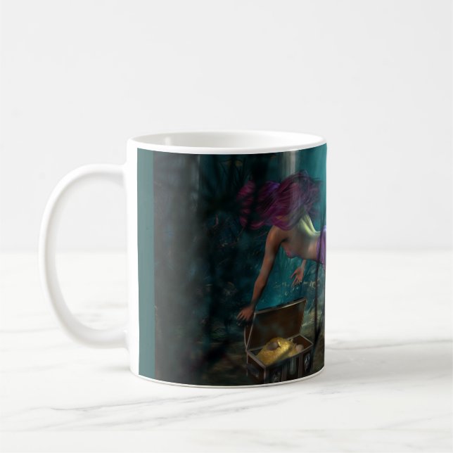 Meerjungfrau und begrabene Schatztruhe Tasse (Links)