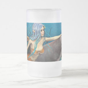 Meerjungfrau und Delfin Mattglas Bierglas