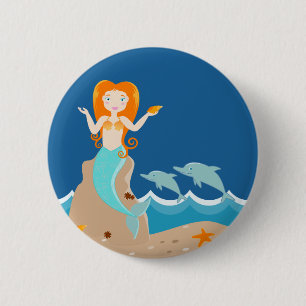 Meerjungfrau und Delfine Button