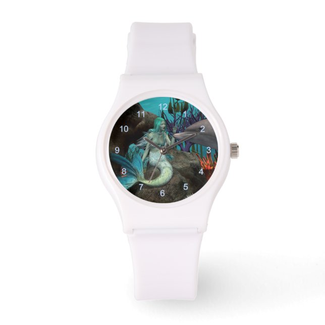 Meerjungfrau und Dolphin Armbanduhr (Vorderseite)