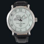 Meerjungfrau und Dolphin Beach Wood nautic Armbanduhr<br><div class="desc">Eine zauberhafte Meerjungfrau und Delfin auf einem pastellfarbenen Aqua Beach Holzoand mit dem Namen Monogram. Ein perfektes Geschenk für einen Bootsbegeisterten,  Taucher oder Schwimmer.</div>