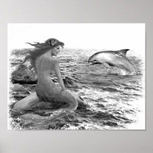 Meerjungfrau und Dolphin Poster
