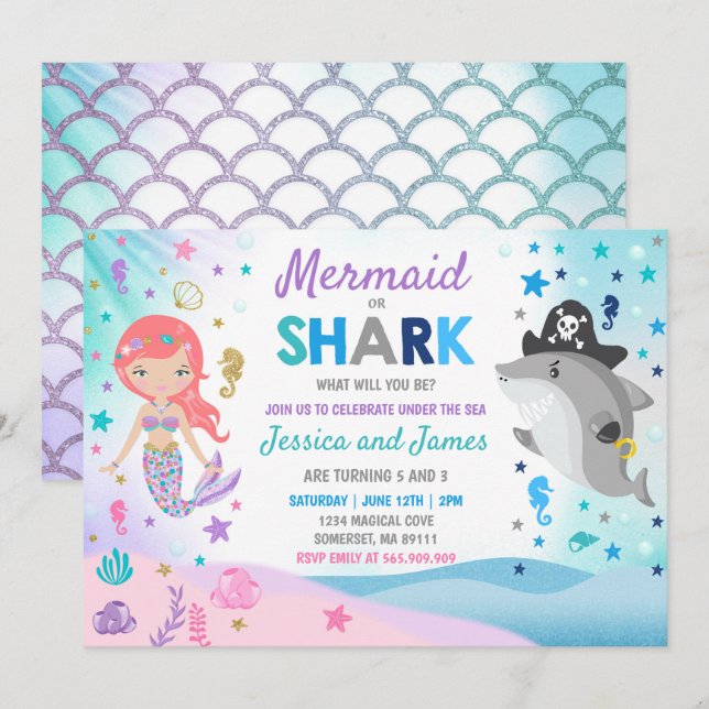 Meerjungfrau-und Einladung (Vorne/Hinten)