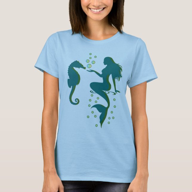 Meerjungfrau und Meerpferd T-Shirt (Vorderseite)