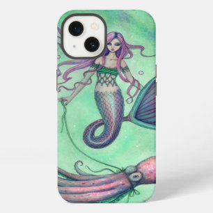 Meerjungfrau und Oktopus Fantasy-Kunstillustration iPhone Hülle