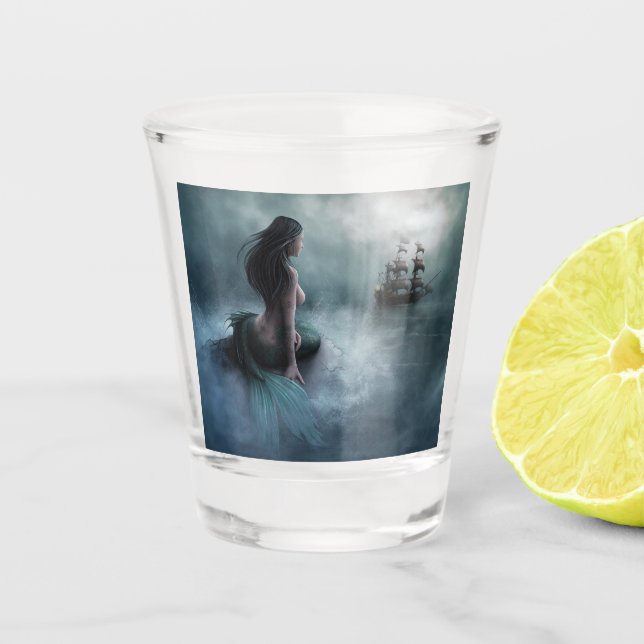 Meerjungfrau und Piratenschiff Schnapsglas (Vorderseite)