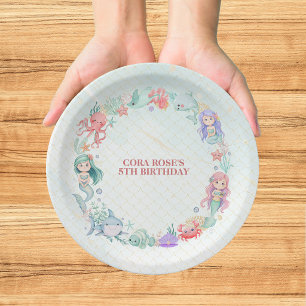 Meerjungfrau Unter dem Meer Mädchen Geburtstag Pappteller