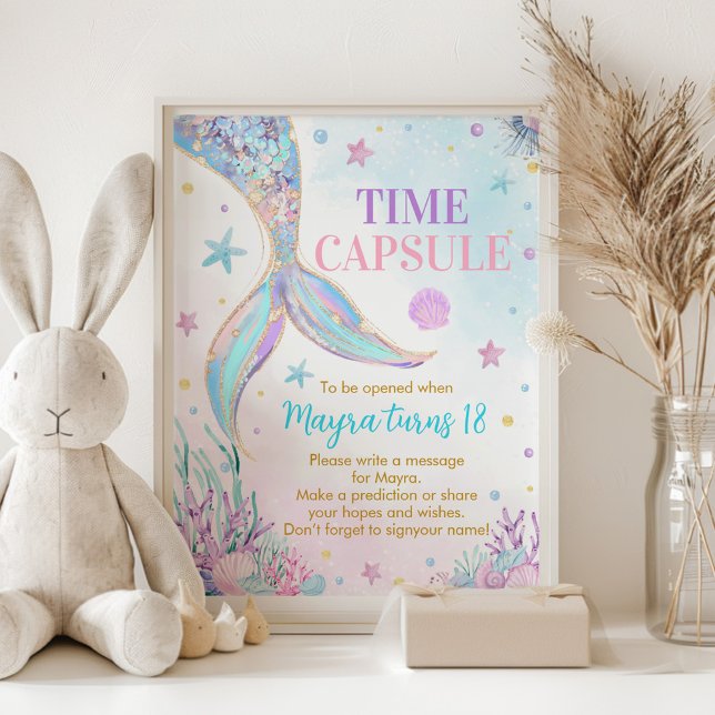 Meerjungfrau unter dem Meeresschutzschild Geburtst Poster (Von Creator hochgeladen)