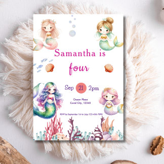 Meerjungfrau unter der Geburtstagspartei Einladung