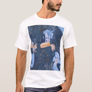 Meerjungfrau Unterwassersee Nahtlose Illustration T-Shirt